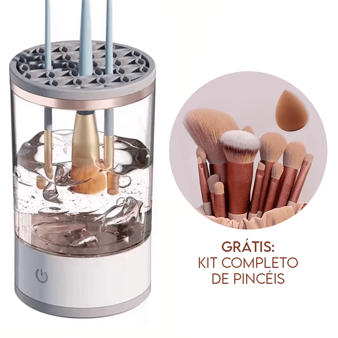 MakeClean™ Limpador de Pincel de Maquiagem 3 em 1 [Brinde Kit Completo de Pinceis]