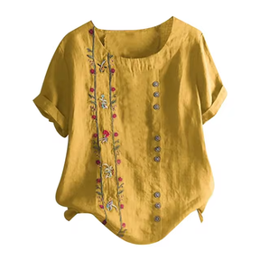 Camisa Feminino de Linho Bordada